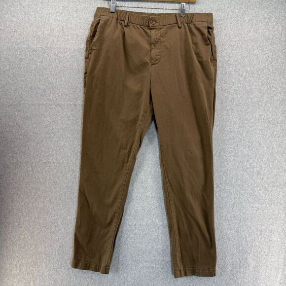 Men's Bearbottom Brown Elastic Waist Pants XL  / 30" Inseam Straight Tapered Leg - Picture 1 of 15